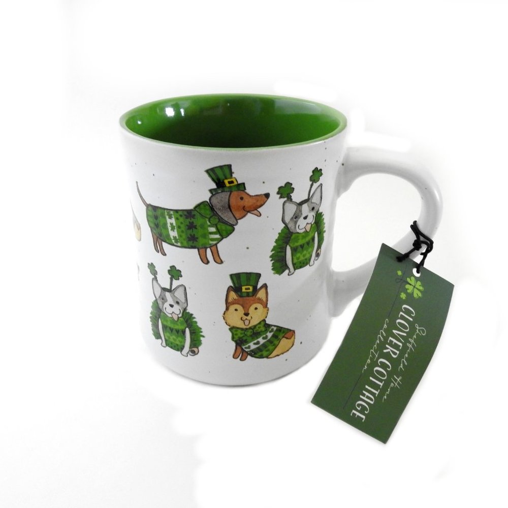 NWT Good Luck Dog Coffee Mug by Clover Cottage Frenchie Terrier Dachshund
